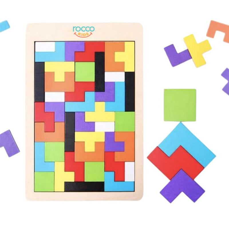 Tetris de madeira colorido