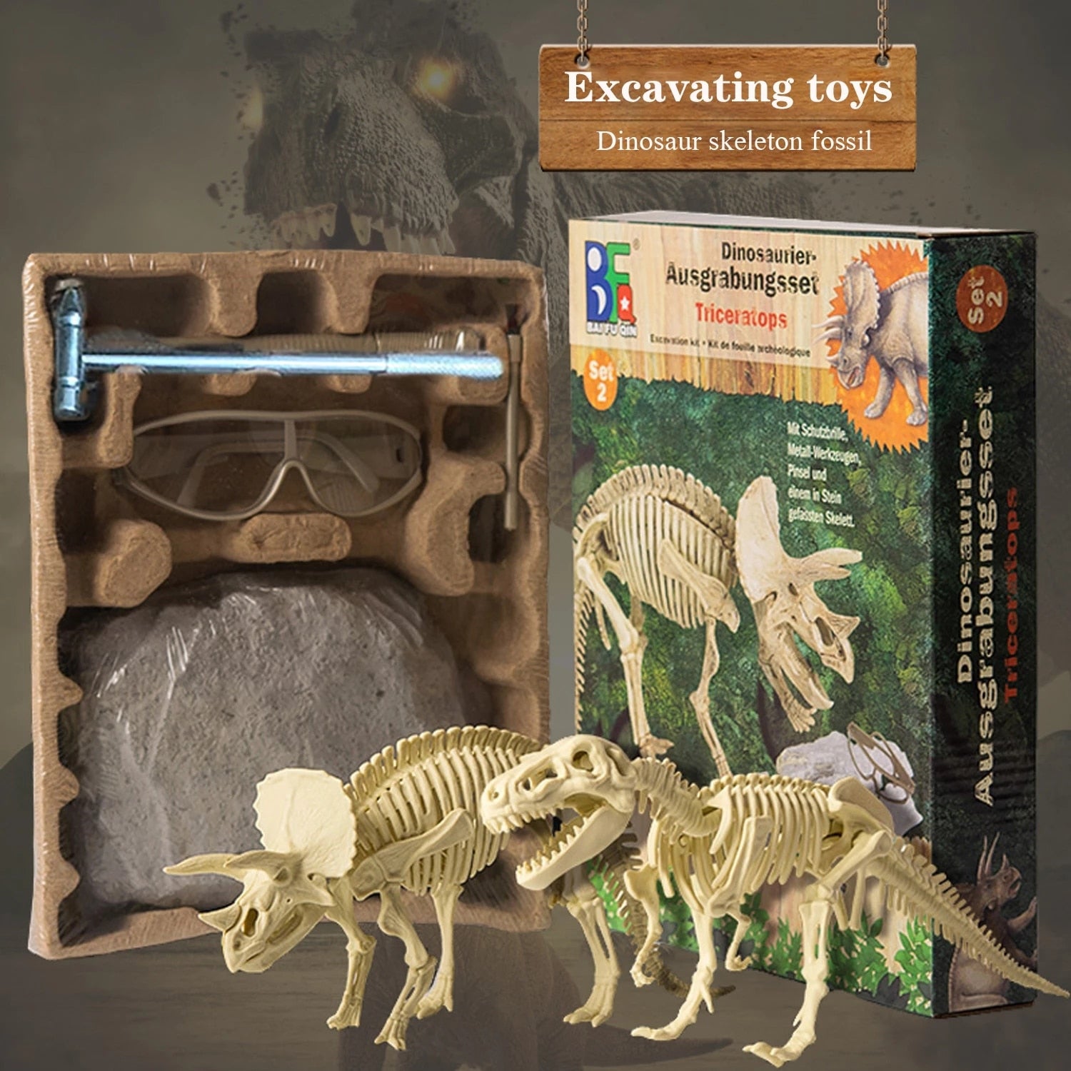 Kit de escavação de fósseis de dinossauros