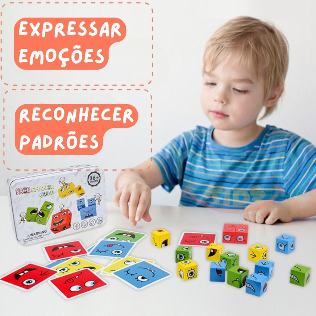 Jogo das Expressões MENINO 18 peças em Madeira Brinquedo Educativo e  Pedagógico Expressão Sentimentos Emoções Expressõe