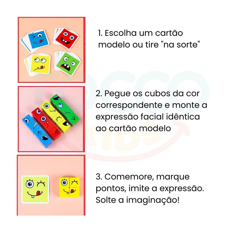 Cubo face: jogo de expressões faciais