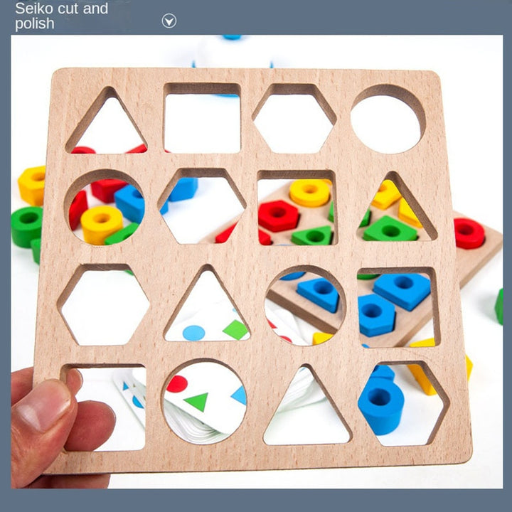 Puzzles De Forma Geométrica De Madeira, Tabuleiro De Jogo De Xadrez,  Brinquedos Montessori, Brinquedos De Inteligência
