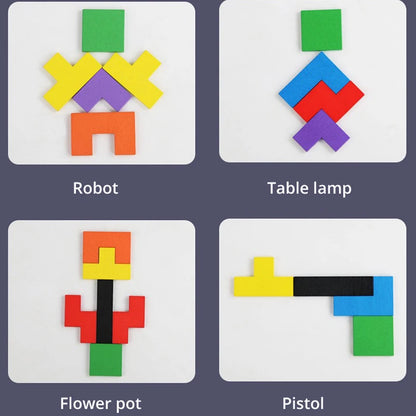 Tabuleiro Educativo 3 em 1 - Tangram, Tetris e Jogo da Velha