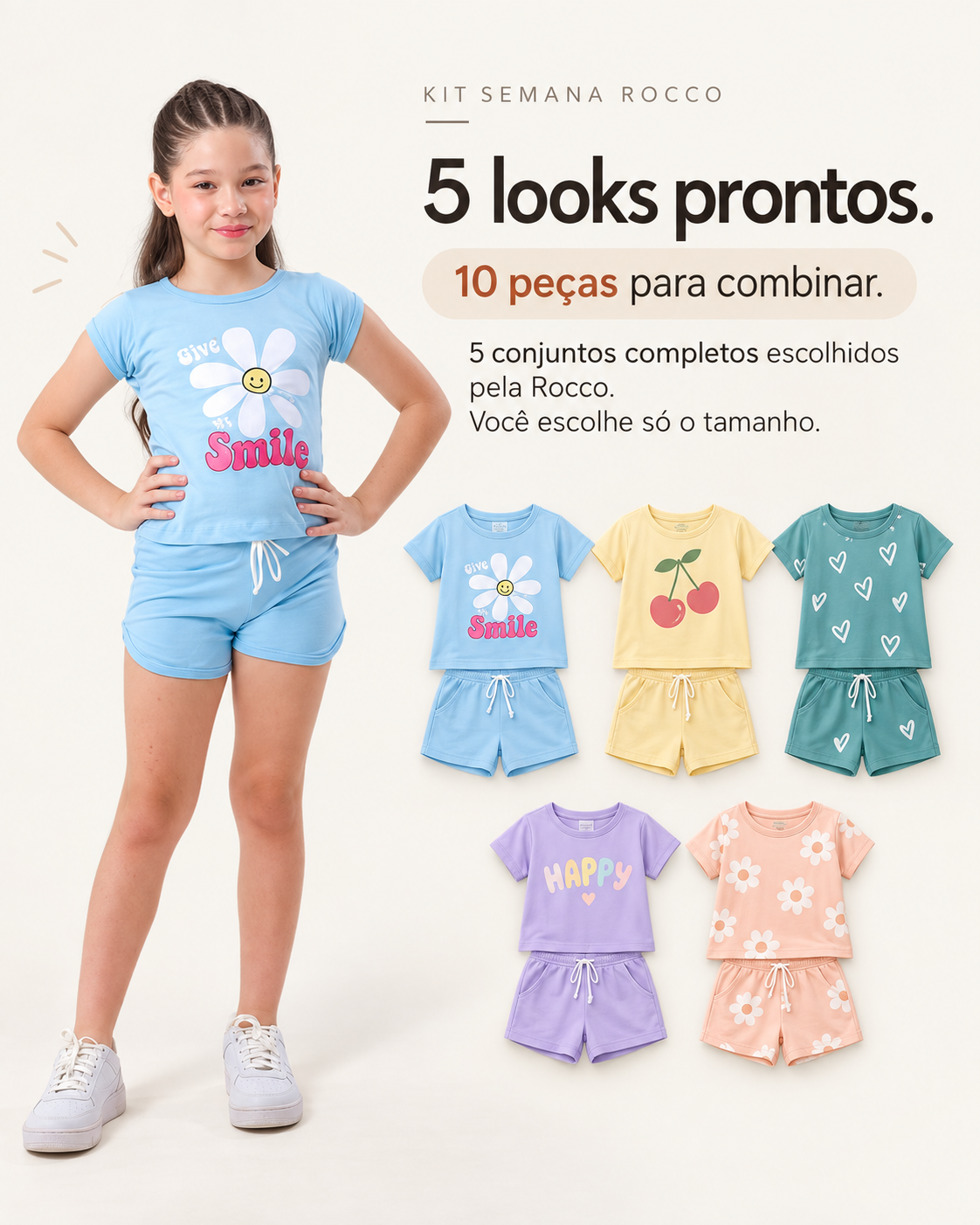 Kit Semana Rocco - 5 looks prontos, 10 peças para combinar