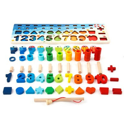 tabuleiro 5 em 1 montessori de madeira para aprendizagem precoce