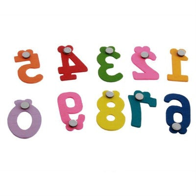 números magnéticos de madeira